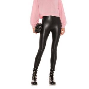 Commando Black High Waisted Lined Faux Leather Leggings Size Small